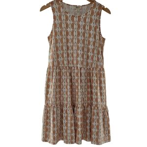 Style & Co Peach Woodblock Sleeveless Mini Dress Womens Size Small